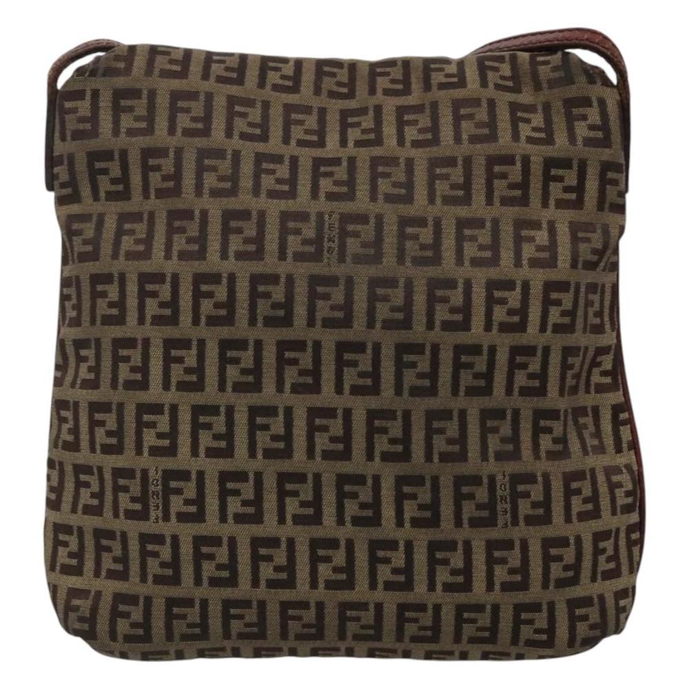 FENDI Zucca Canvas Mamma Baguette Shoulder Bag Black Brown gold Auth 118342 - Picture 2 of 16